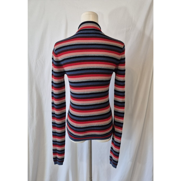 Anthropologie M.i.h. Jeans Merino Wool Blend Striped Moonie Polo Sweater XS - Picture 7 of 9